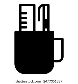 Pen ruler icon or logo illustration outline black style