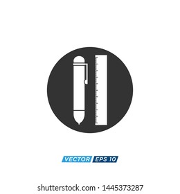 Pen and Ruler Icon Vector Design Illustration 