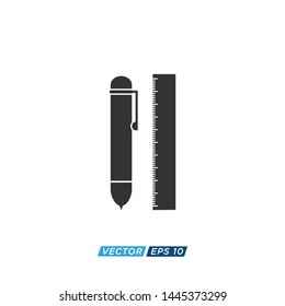 Pen and Ruler Icon Vector Design Illustration 