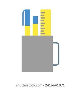 Pen-Lineal-Symbol, Vektorgrafik oder Logo-Illustration, flach 