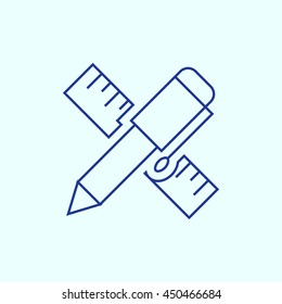 Pen & Ruler Line icon. Eps-10.