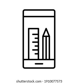 Pen, ruler, mobile icon vector image. Can also be used for online education. Suitable for use on web apps, mobile apps and print media.