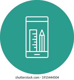 Pen, ruler, mobile icon vector image. Can also be used for online education. Suitable for use on web apps, mobile apps and print media.