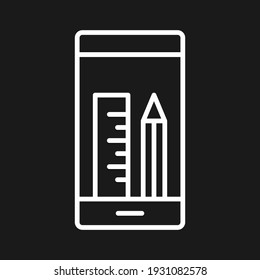 Pen, ruler, mobile icon vector image. Can also be used for online education. Suitable for use on web apps, mobile apps and print media.