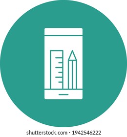 Pen, ruler, mobile icon vector image. Can also be used for online education. Suitable for use on web apps, mobile apps and print media.