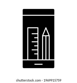 Pen, ruler, mobile icon vector image. Can also be used for online education. Suitable for use on web apps, mobile apps and print media.
