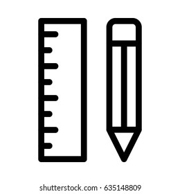 Pen Ruler Vector Line Icon