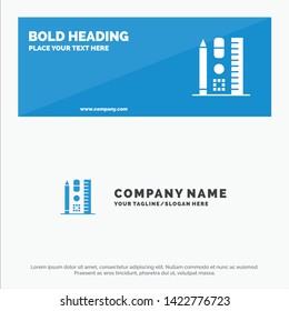 Pen, Scale, Education, Online SOlid Icon Website Banner and Business Logo Template