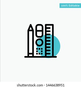 Pen, Scale, Education, Online turquoise highlight circle point Vector icon