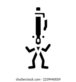 pen school character glyph icon vector. pen school character sign. isolated symbol illustration