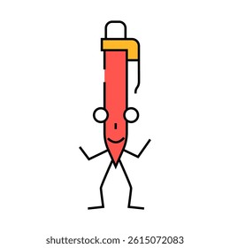 pen school character line icon vector. pen school character sign. isolated symbol illustration