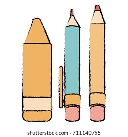 pen school with pencil and crayon