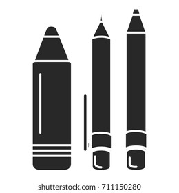 pen school with pencil and crayon