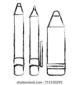 pen school with pencil and crayon
