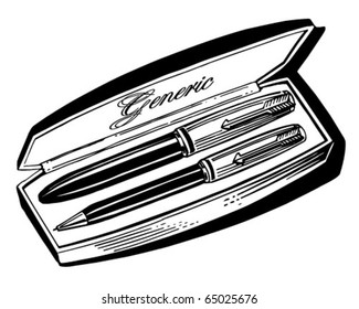 Pen Set 2 - Retro Clipart Illustration