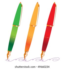 pen set green yellow red