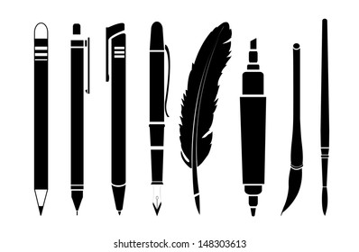 pen set vector on white background