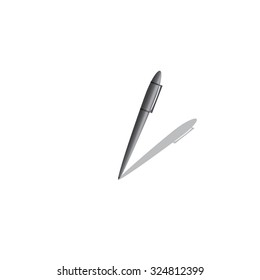 Pen with shadow on a gray background, vector icon