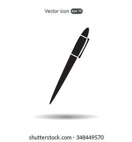 Pen with shadow on a gray background, vector icon