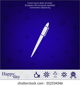 Pen with shadow on a gray background, vector icon