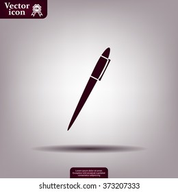 Pen with shadow on a gray background, vector icon