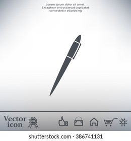 Pen with shadow on a gray background, vector icon