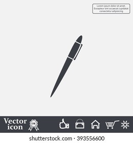 Pen with shadow on a gray background, vector icon