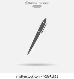 Pen with shadow on a gray background, vector icon