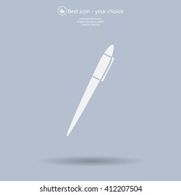 Pen with shadow on a gray background, vector icon