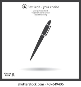 Pen with shadow on a gray background, vector icon
