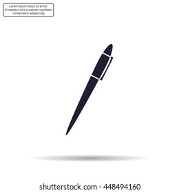 Pen with shadow on a gray background, vector icon
