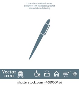 Pen with shadow on a gray background, vector icon