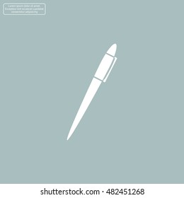 Pen with shadow on a gray background, vector icon