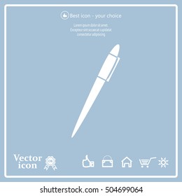 Pen with shadow on a gray background, vector icon
