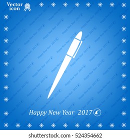 Pen with shadow on a gray background, vector icon