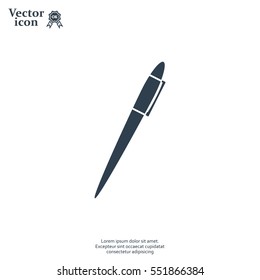 Pen with shadow on a gray background, vector icon
