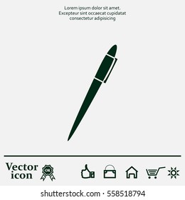 Pen with shadow on a gray background, vector icon