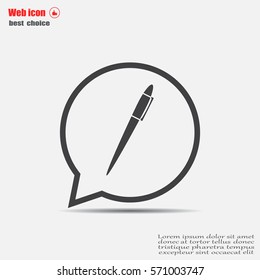 Pen with shadow on a gray background, vector icon