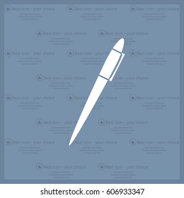 Pen with shadow on a gray background, vector icon