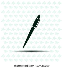Pen with shadow on a gray background, vector icon
