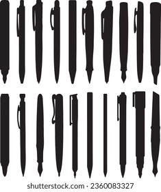 Pen Shape Silhouette Vector Graphic Pack