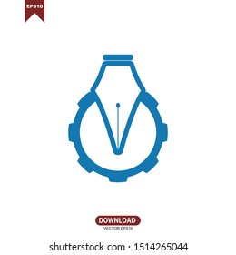 Pen with shield concept logo, icon, symbol, illustration vector design template EPS 10