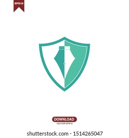 Pen with shield concept logo, icon, symbol, illustration vector design template EPS 10