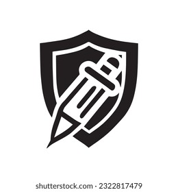 Pen with shield concept logo, icon, symbol, illustration vector design template EPS 10