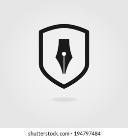 Pen shield icon.
