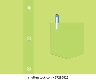 Pen In A Shirt Pocket In Vector.