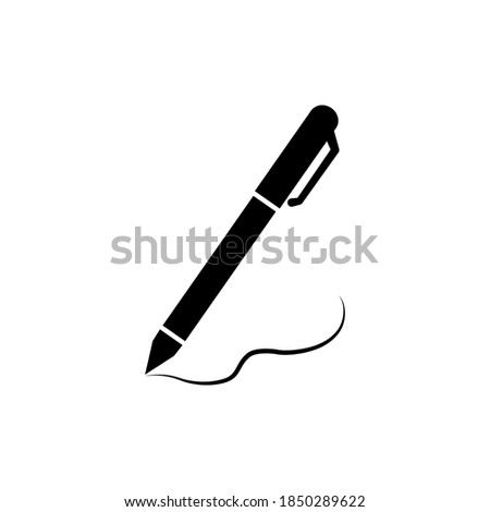 Pen sign icon vector illustration isolated on white. Write line. Pen linear signature. Black silhouette education concept.