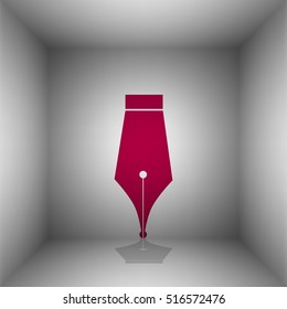 Pen sign illustration. Bordo icon with shadow in the room.