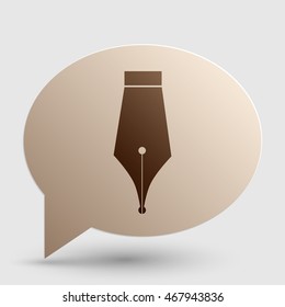 Pen sign illustration. Brown gradient icon on bubble with shadow.