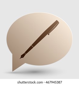 Pen sign illustration. Brown gradient icon on bubble with shadow.